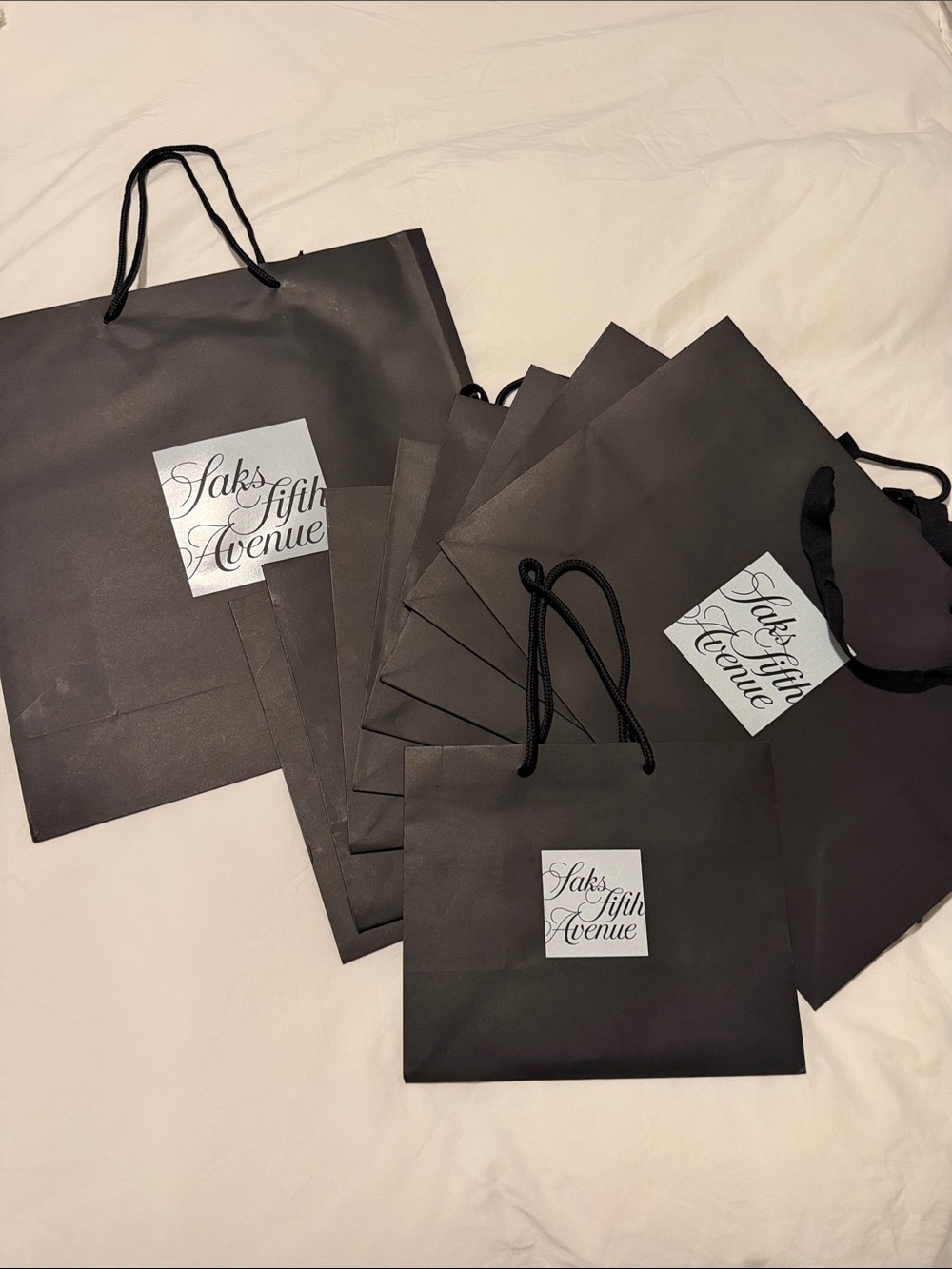 10– Saks Fifth Avenue Black Paper Shopping Bags with Logo